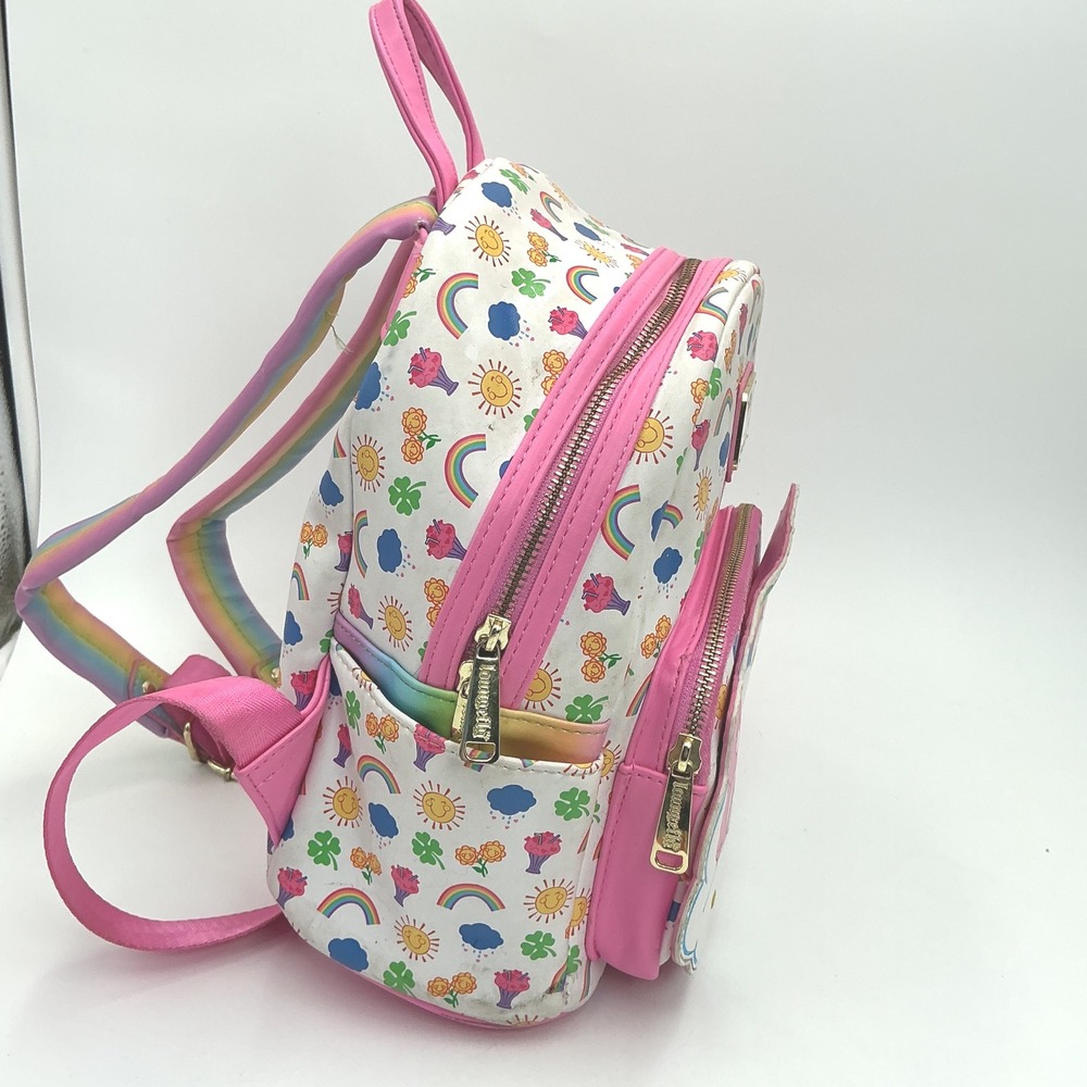Loungefly Care Bears Rainbow Mini Backpack White Pink Faux Leather - Picture 2 of 11